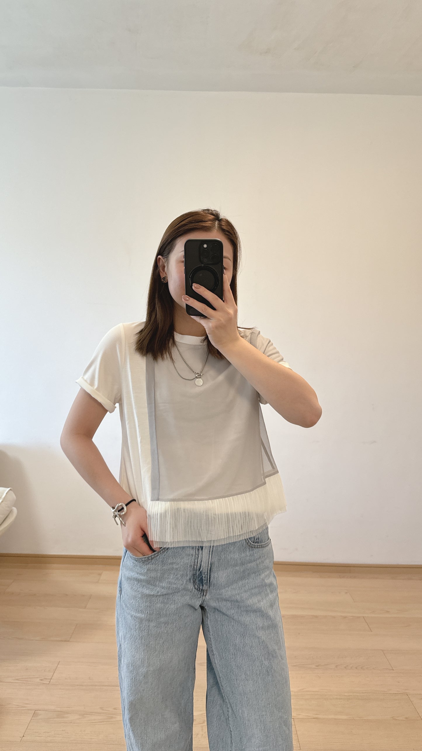 L4312《8月新品：涼浸浸彈性Tee》(白色）(S/M)