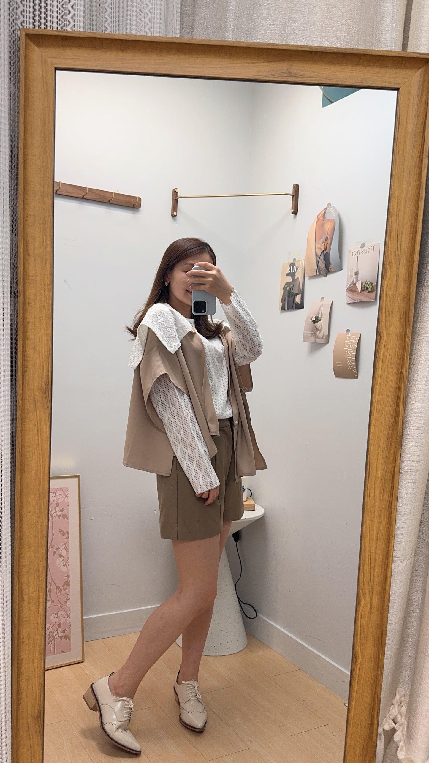 B54511 《兩件套：披肩+百搭線條TOP》兩色（卡其/黑）