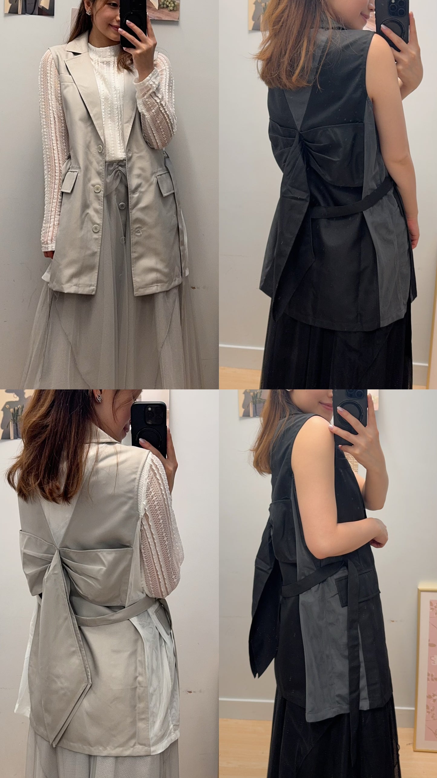 B52910 《後蝴蝶結西裝背心》 兩色（杏/黑）