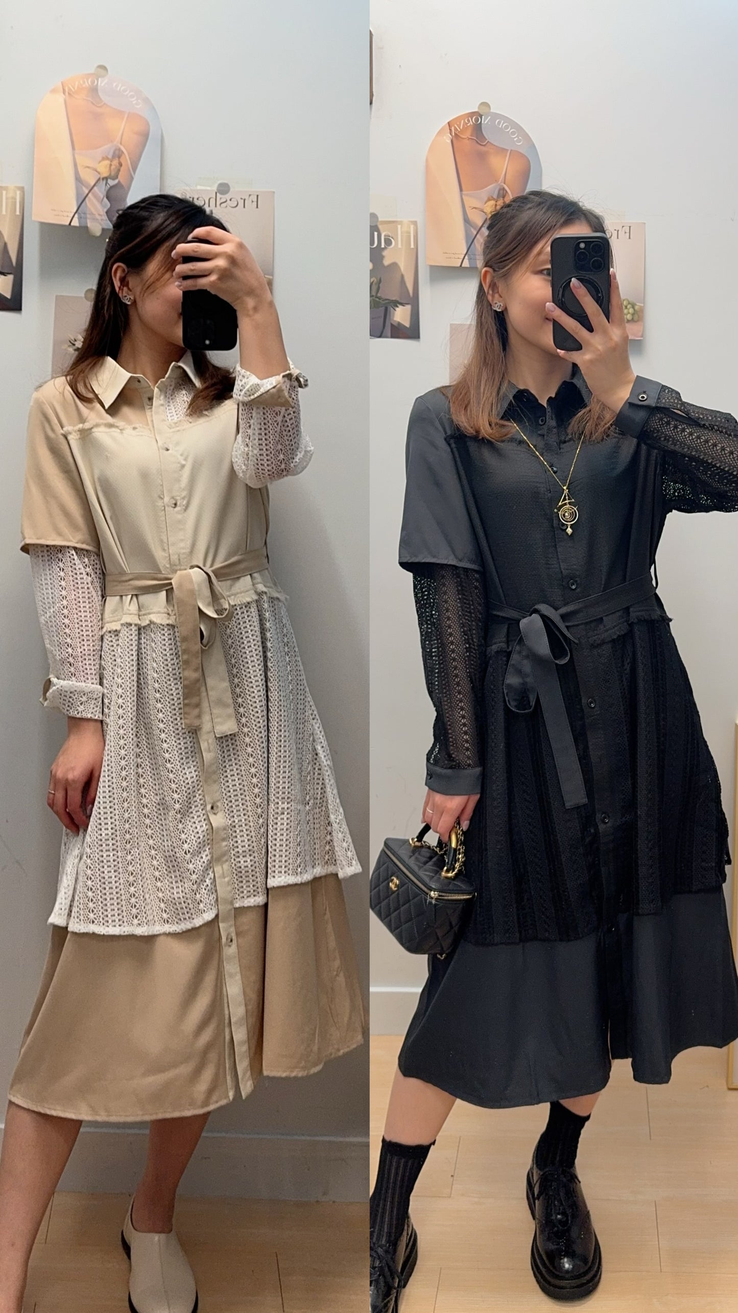 B53310 《拼布鴛鴦手袖OPS》 兩色（杏/黑）